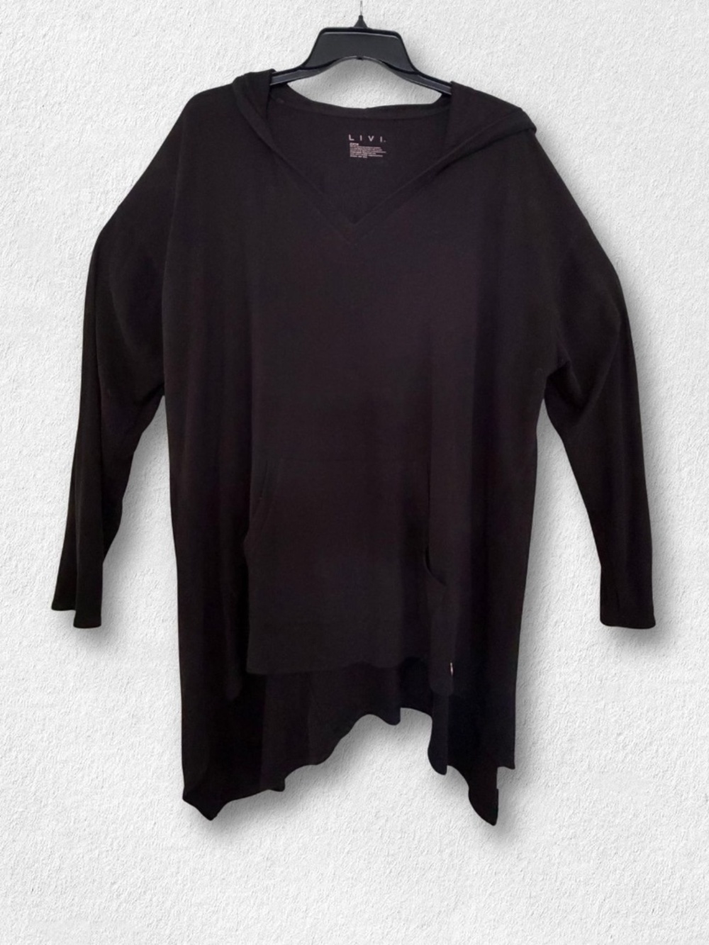Lane Bryant LIVI Black Shark Bite Hem Tunic with Hoodie Plus 22/24